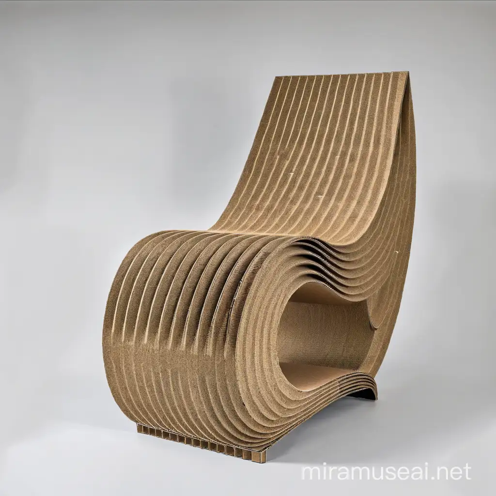 瓦楞纸板制作的弧形的椅子