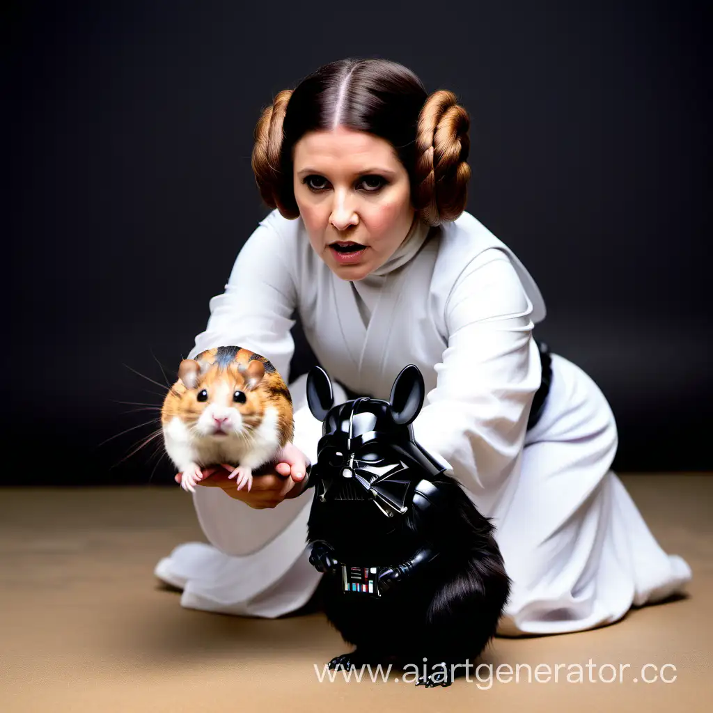 Princess-Leia-Skywalker-Riding-Majestic-Syrian-Hamster-into-Epic-Battle