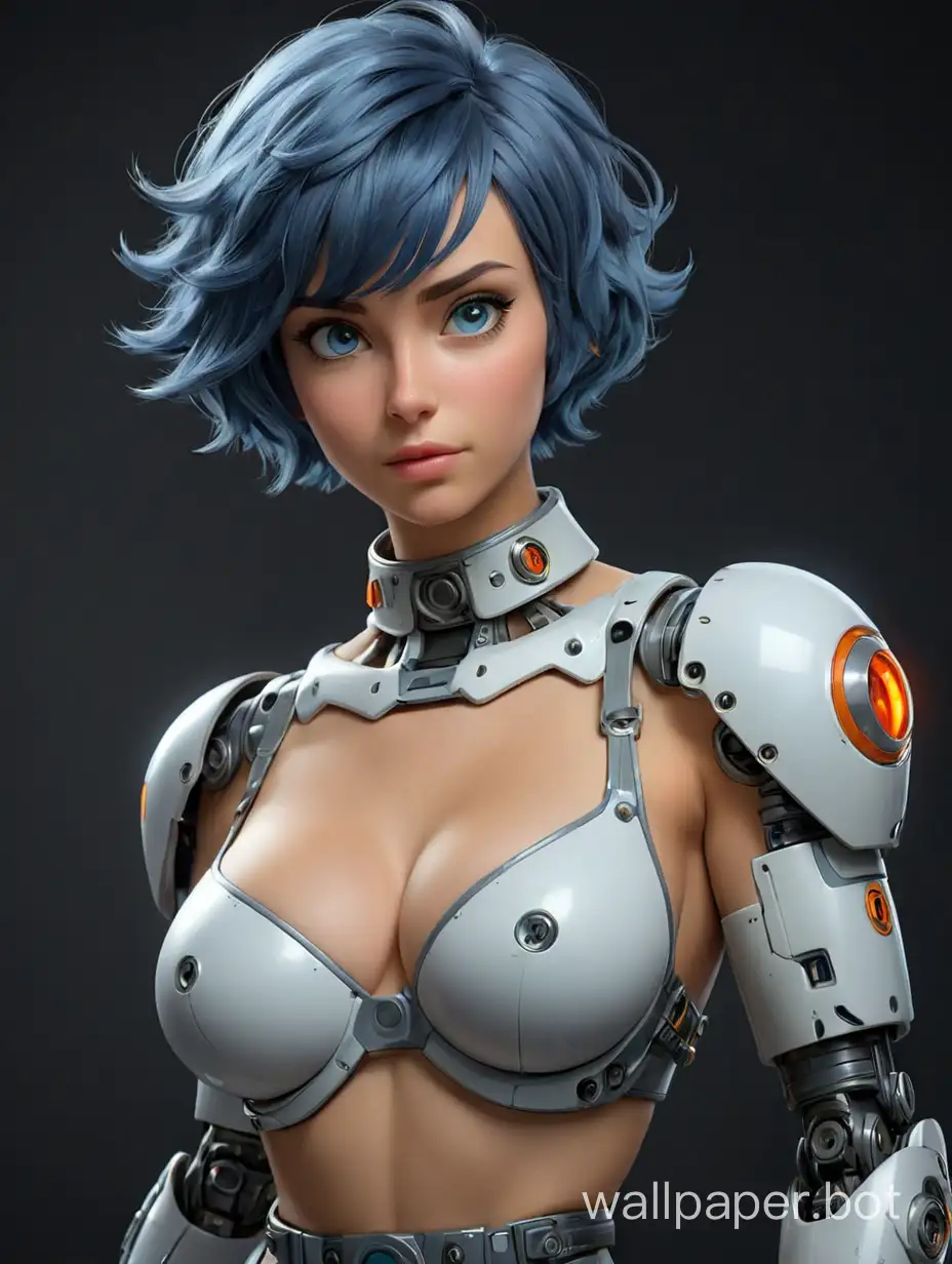 huge breasts, big nipples, ussr girl, russia, short haircut, blue hair, sexy, robot cosmonaut, naked, full height, black background, female body, sexy look, undressing