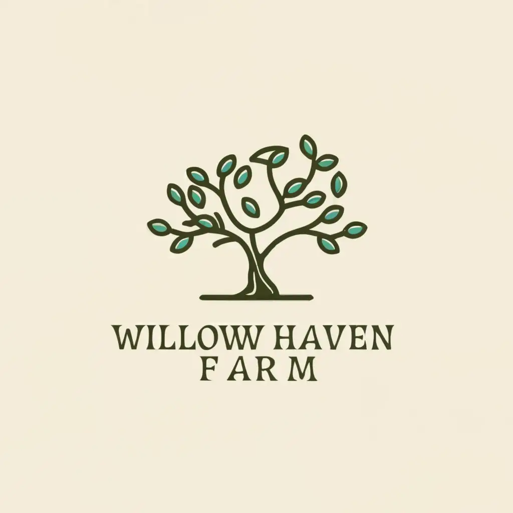 a logo design,with the text "Willow Haven Farm", main symbol:willow tree,Moderate,be used in Home Family industry,clear background