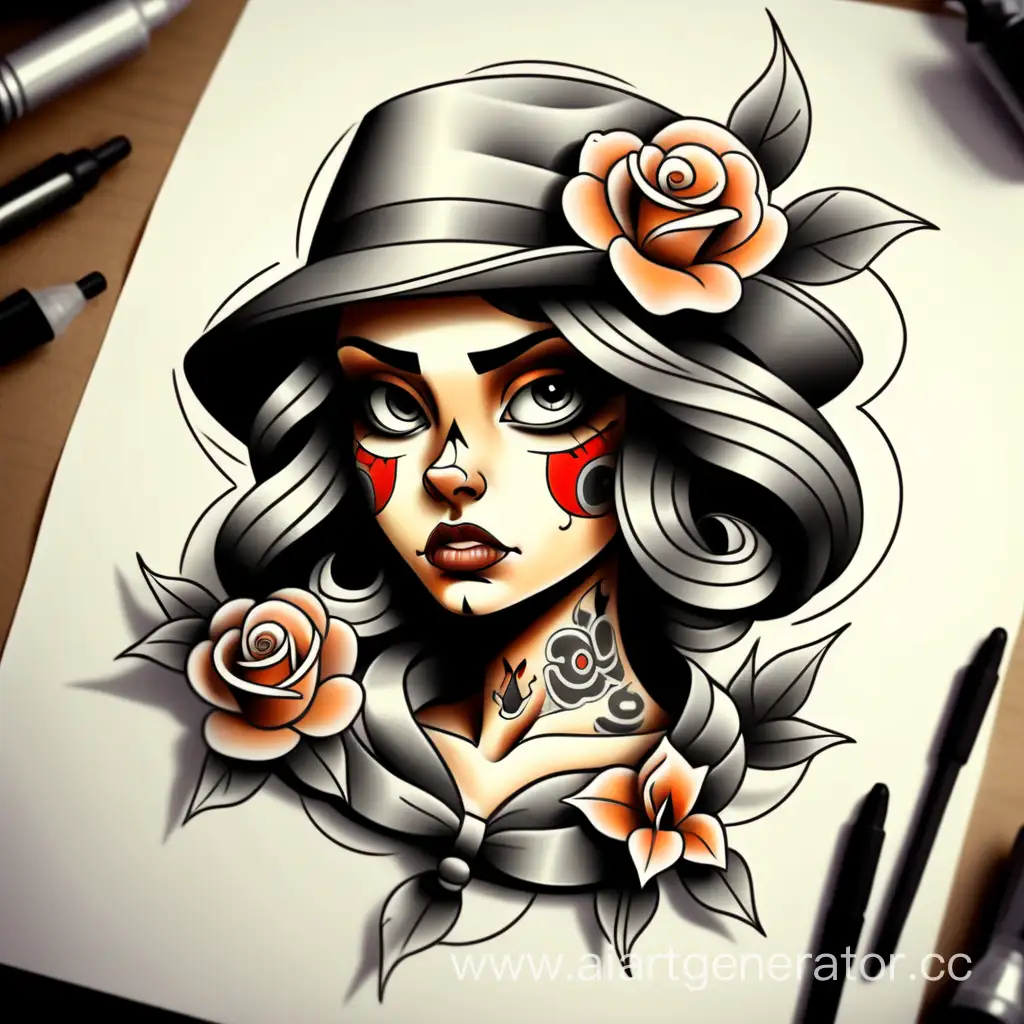 Vintage-Tattoo-Sketch-in-Old-School-Style
