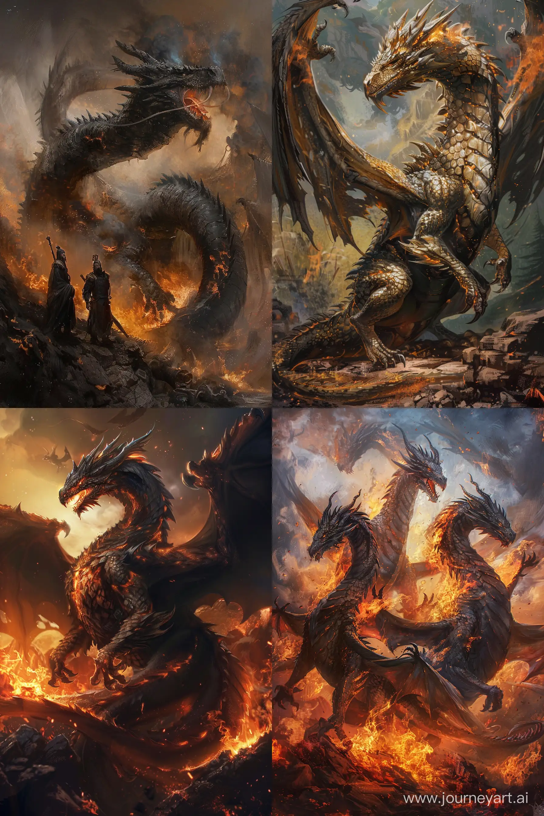 dragons of elotri, a new artwork for dragon, in the style of guo pei, eve ventrue, wealthy portraiture, burned/charred, yanjun cheng, majestic figures, qajar art --ar 85:128