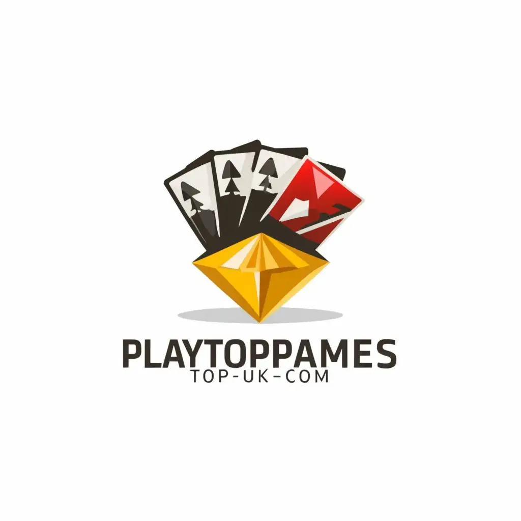 a logo design,with the text "playtopgames-uk.com", main symbol:casino, game card, slots,Moderate,clear background