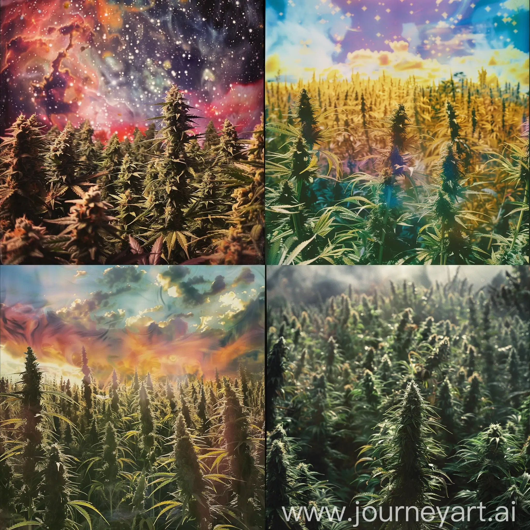 a psychedelic marijuana field