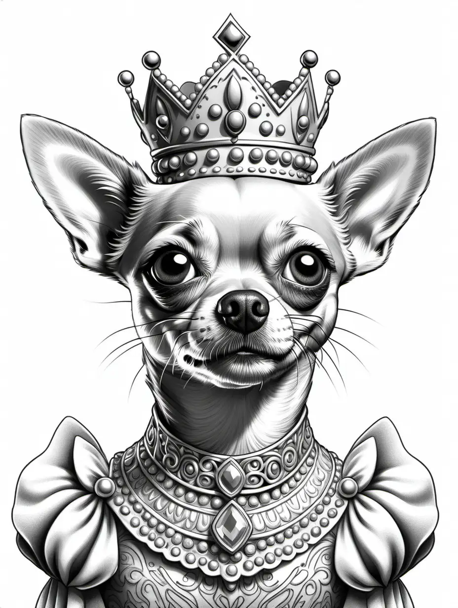 MexicanInspired Chihuahua Princess Adult Coloring Page