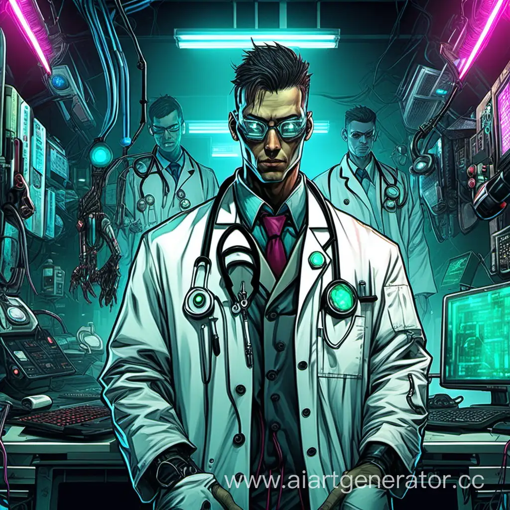 cyberpunk, young medical doctor, reanimation