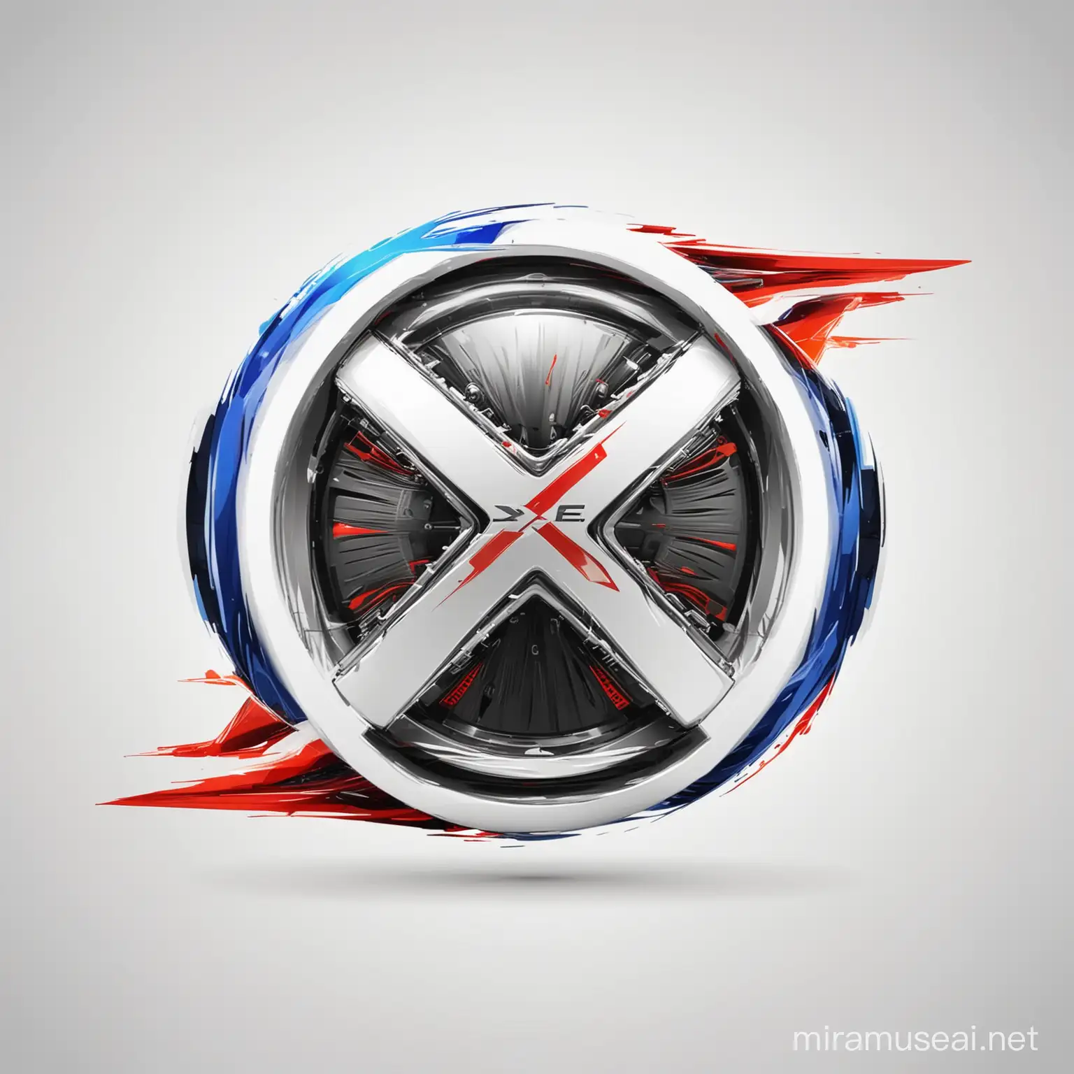 elegant vector art logo "X-FILE", "AUTO SPORT",with speed effects, a combination of white, red and blue. white clean background