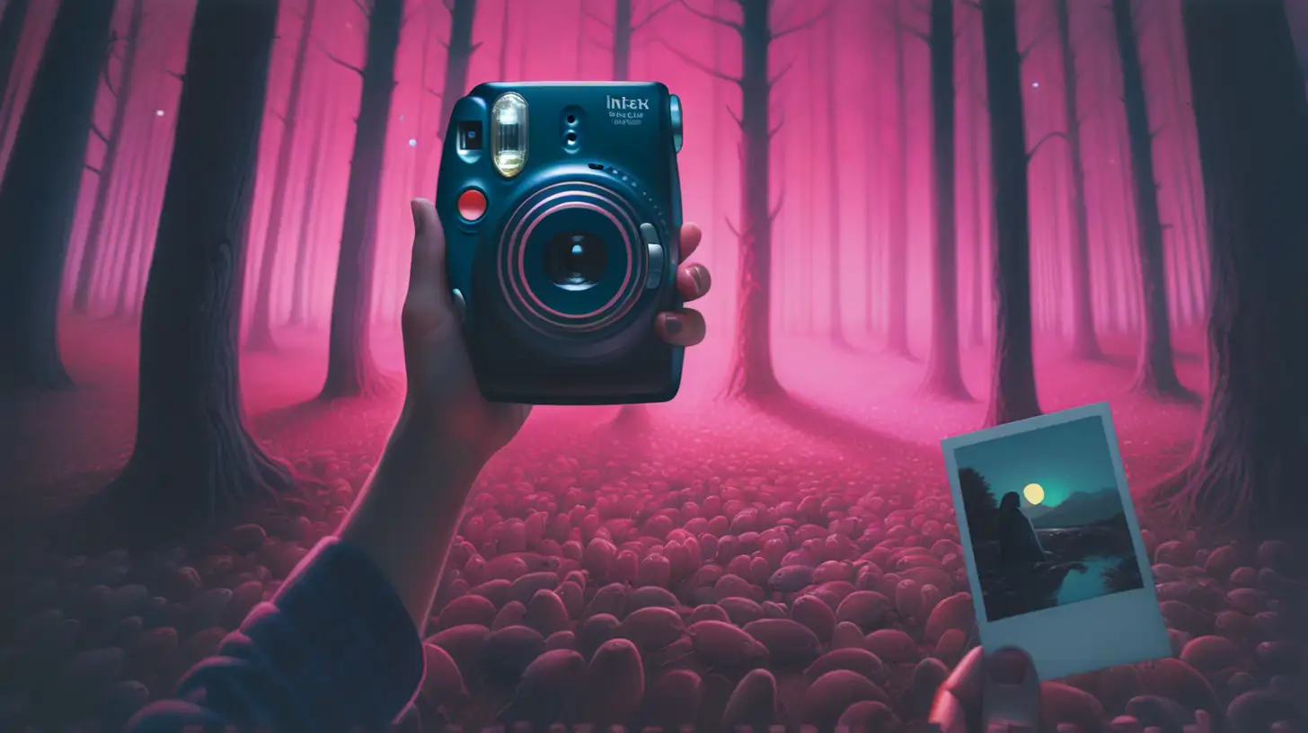 Realistic Instax Array with RGB Displacement and Creepy LED Art by Atey Ghailan