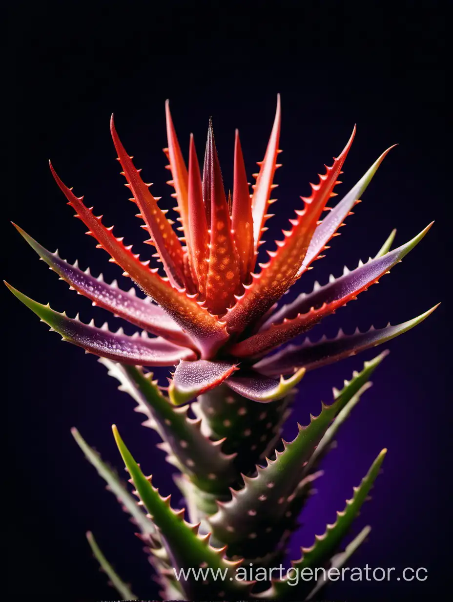 Aloe Succotrina flower 8k on dark purple color background