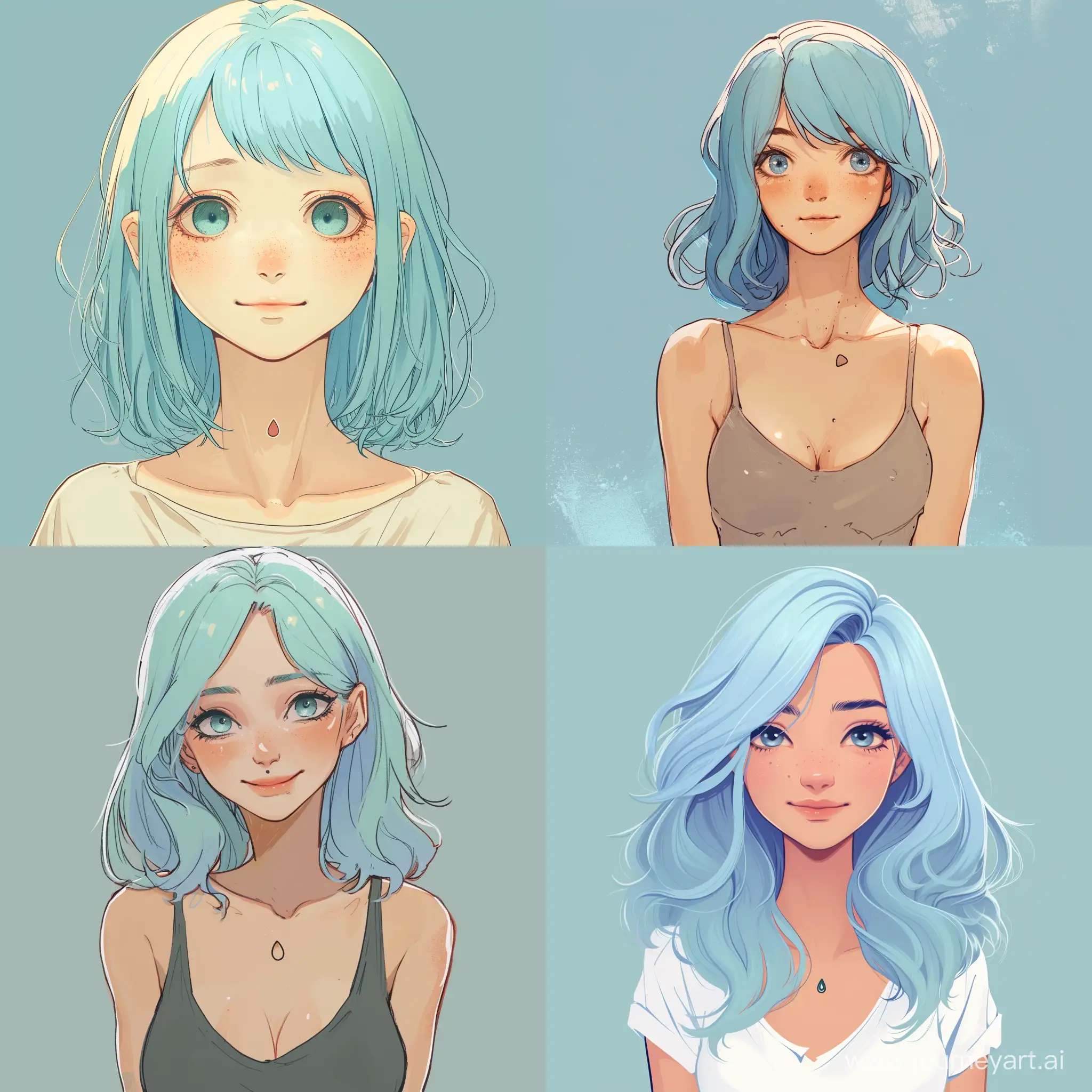 Cheerful-Girl-with-Light-Blue-Hair-and-TeardropShaped-Mole
