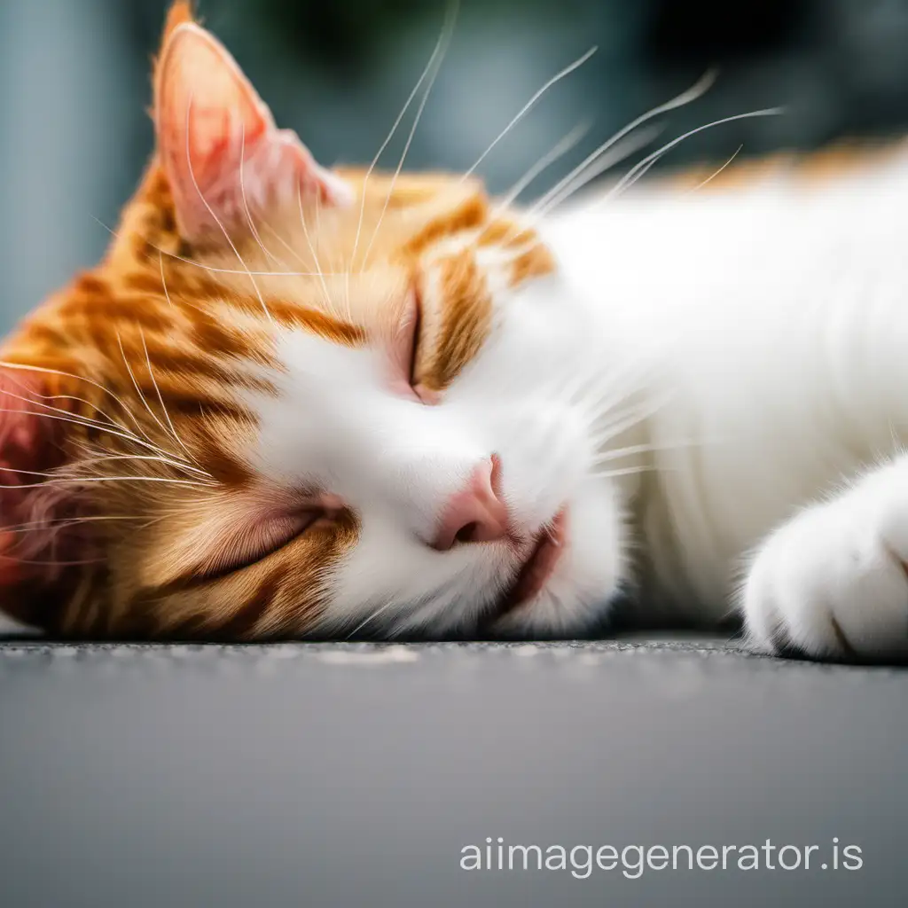Adorable-Ginger-and-White-Cat-Relaxing-Happily