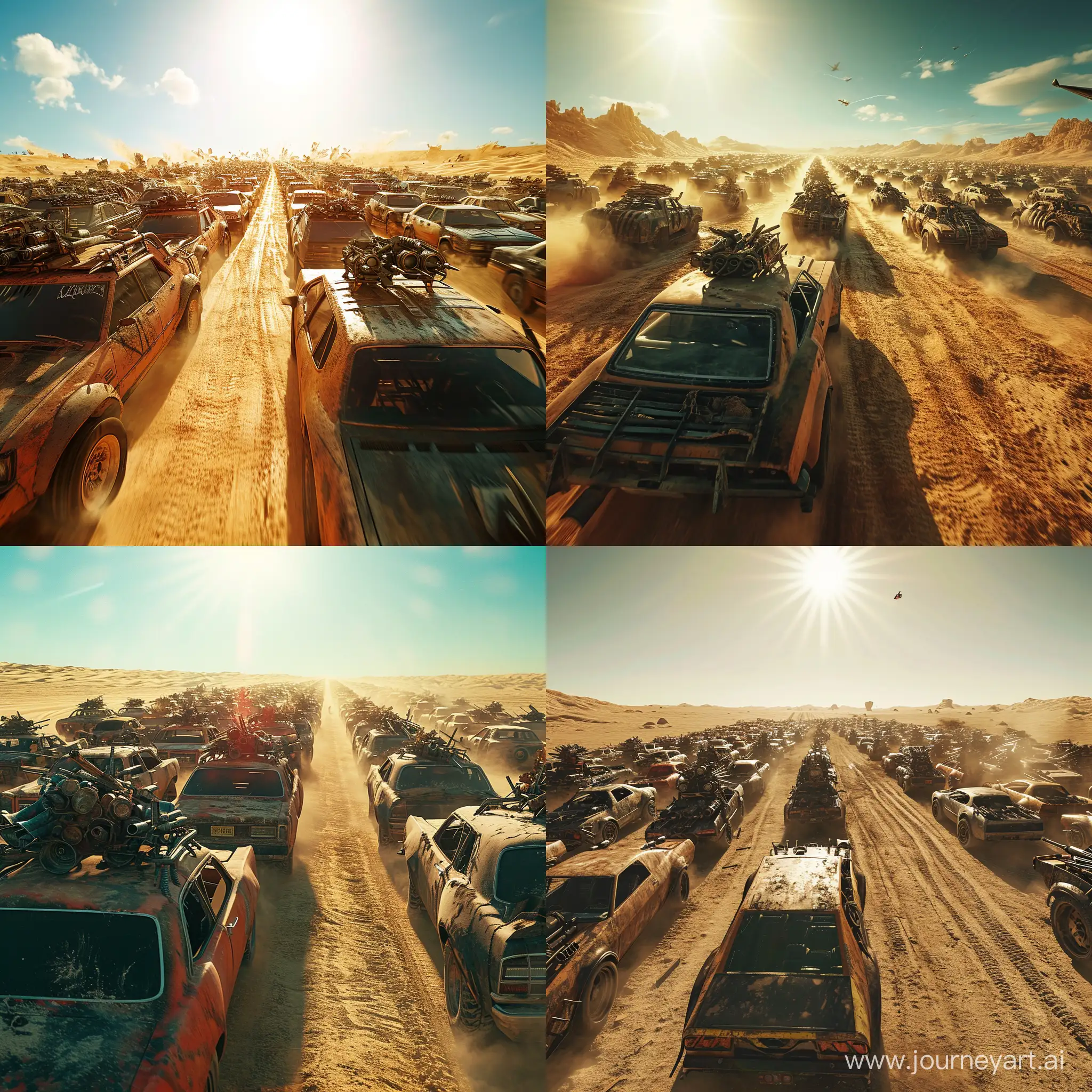 Mad-Max-Style-Armed-Car-Migration-in-Vast-Desert