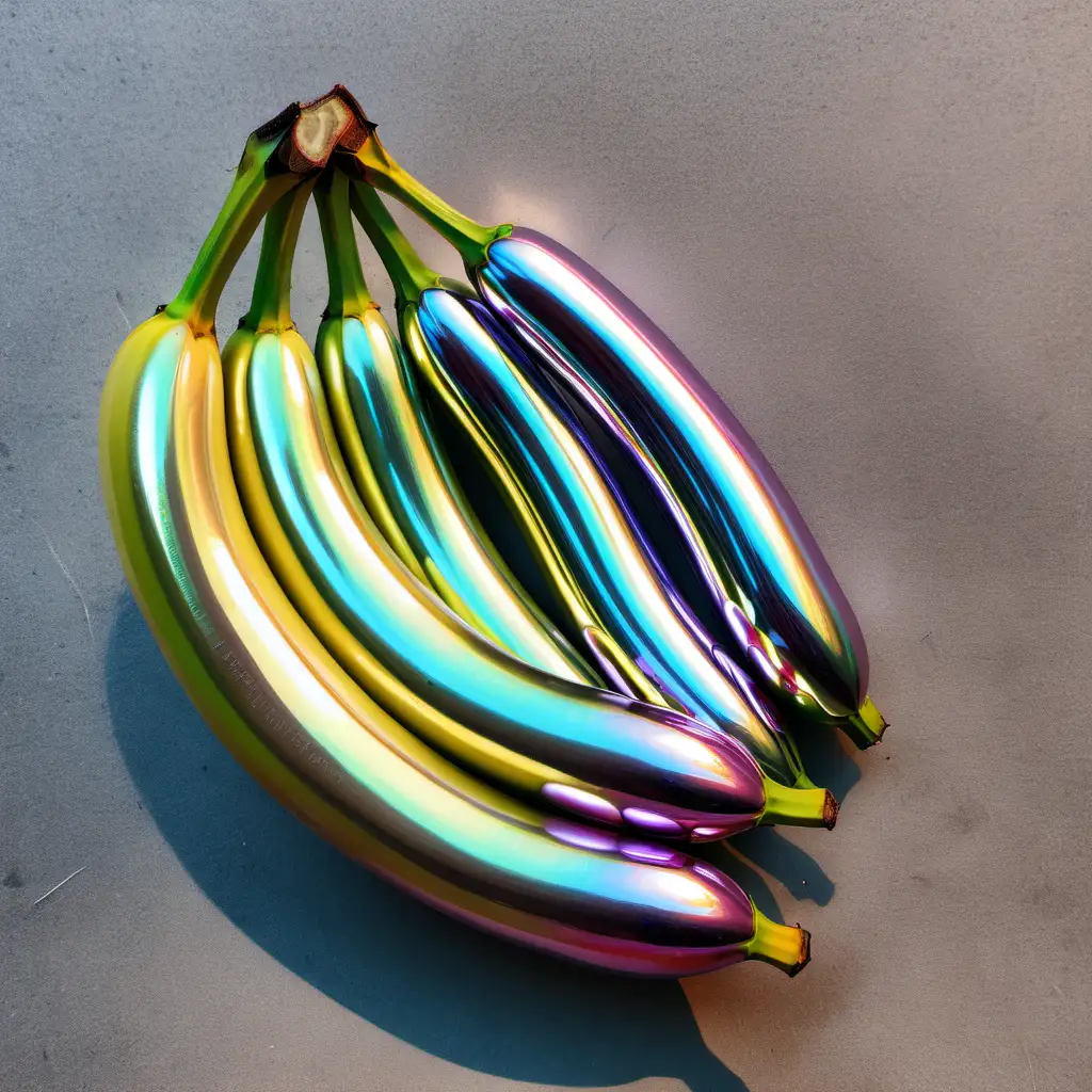 Vibrant Chrome Iridescent Bananas