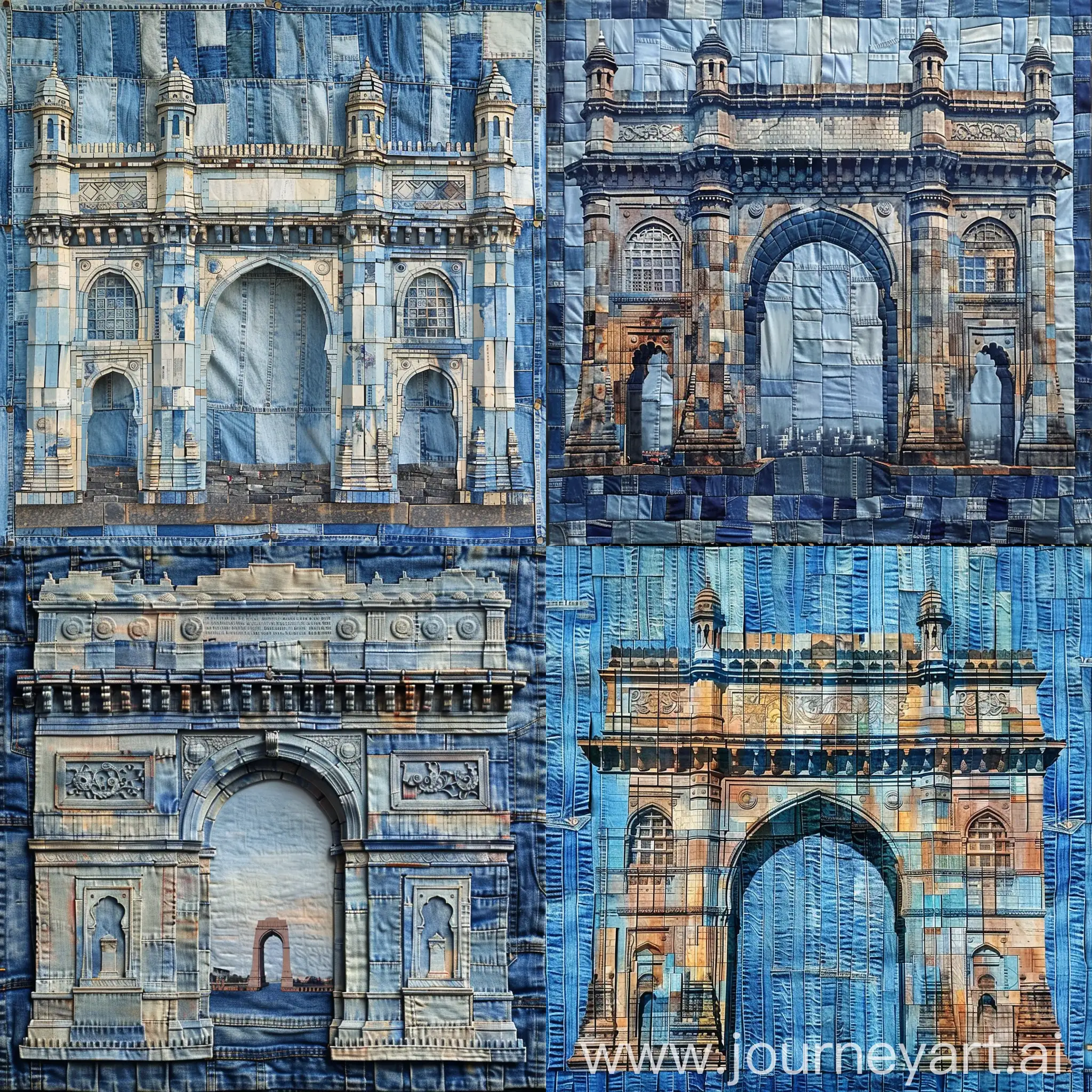 Gateway of India made of denim jeans