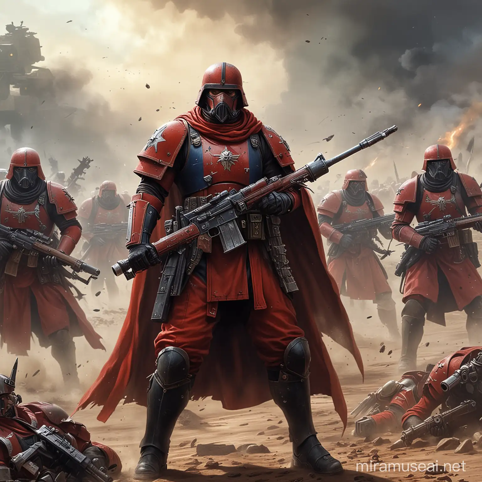 Warhammer 40K, Imperial guard  on the battfield ,  Fighting 


