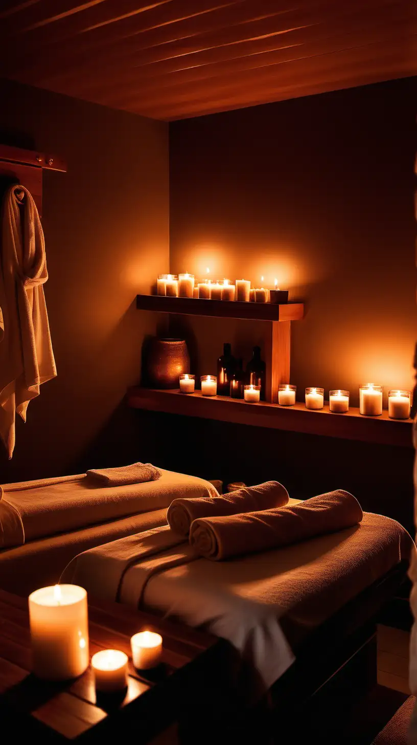 a spa room with a candles low light calming vibe
