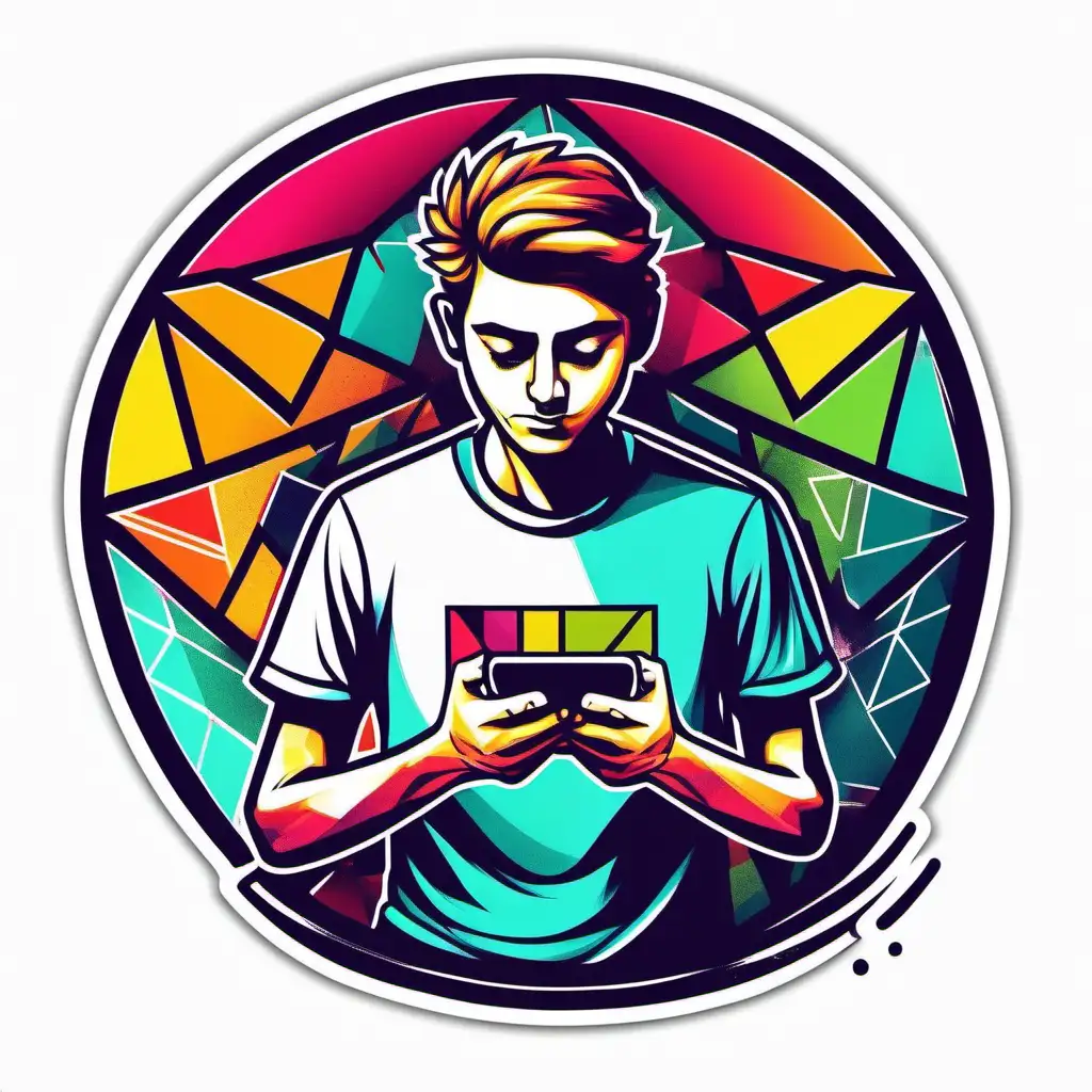 A person who is putting a lot of effort into a task. They are failing, but feeling accomplished.

Style: Geometric. Colourful, fractal, Sticker.
Mood: Grunge.

T -shirt design graphic, vector, contour, solid colours. White background.