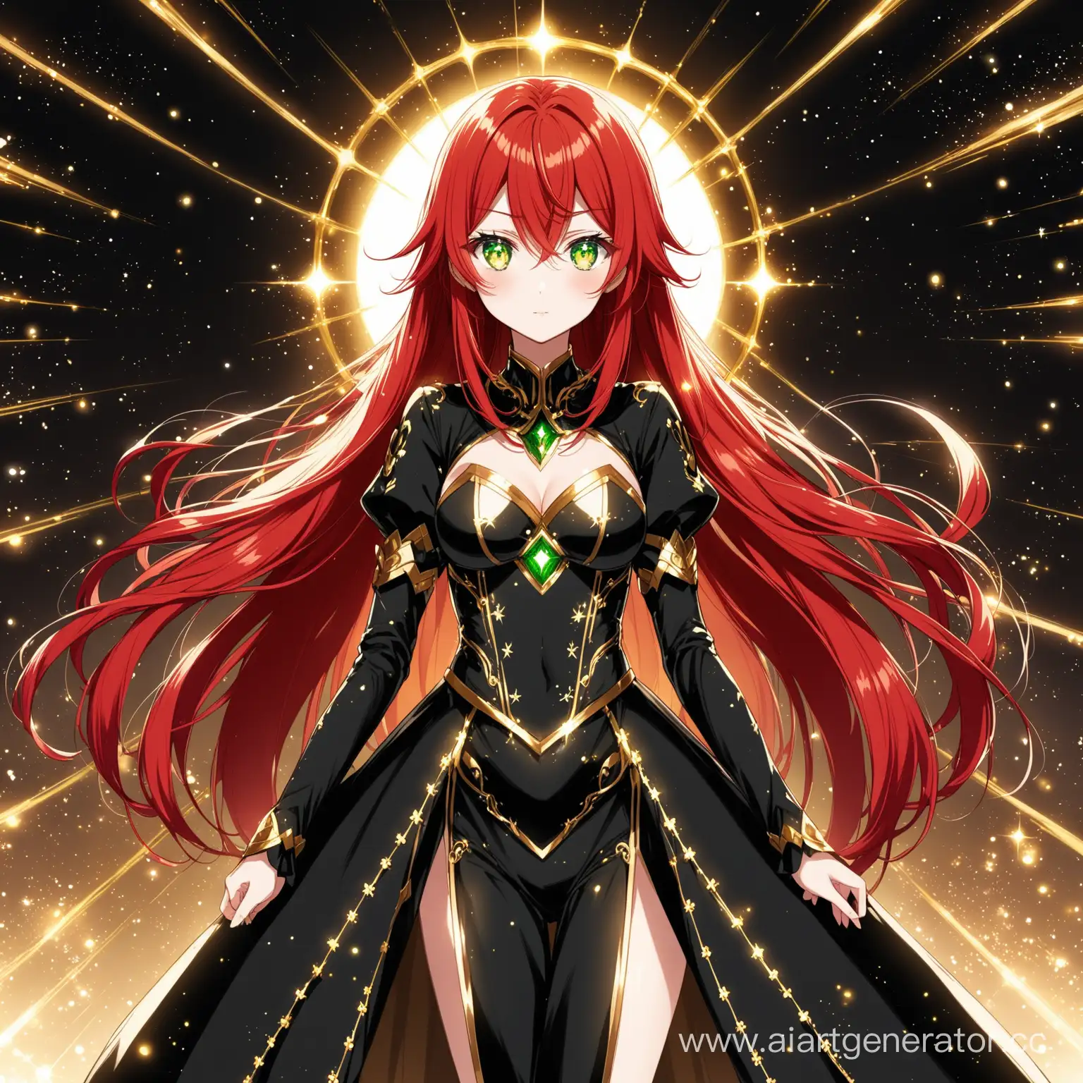 Ethereal-Anime-Girl-with-Crimson-Hair-in-Elegant-Black-and-Gold-Costume
