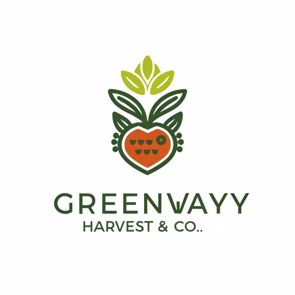 a logo design,with the text "Greenway Harvest & Co.", main symbol:Fruits, Vegetables and Flowers,Moderate,clear background