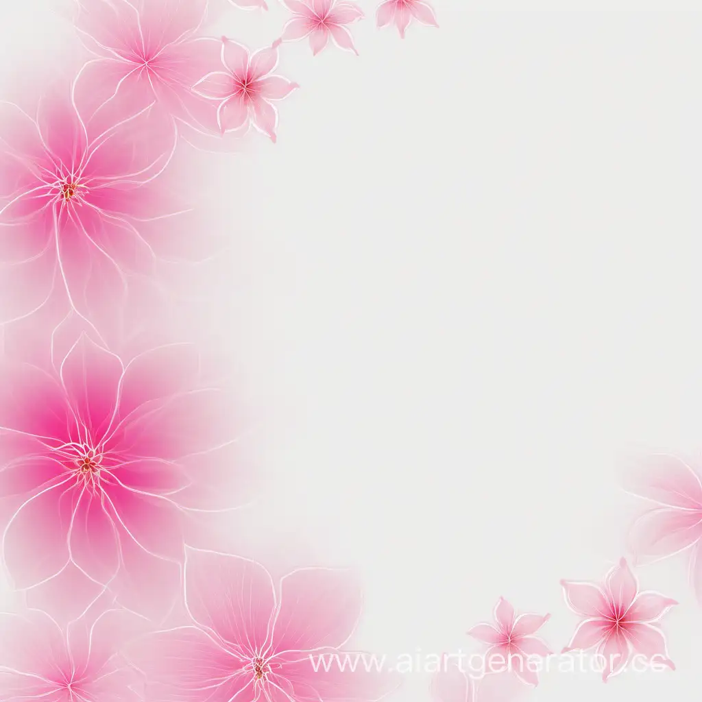 белый фон, розовые цветы, полупрозрачный