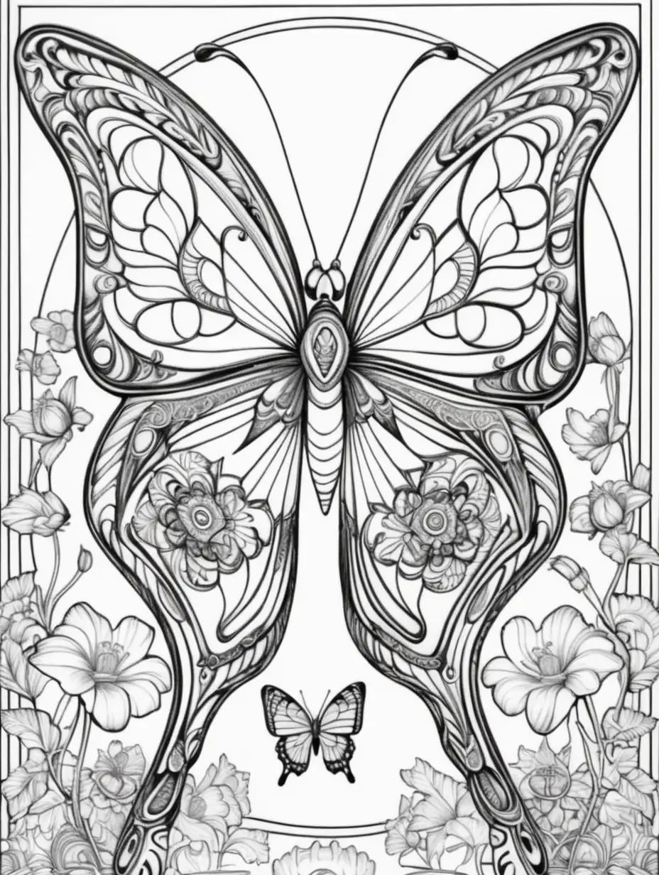 Coloring book pages  quantum butterflies