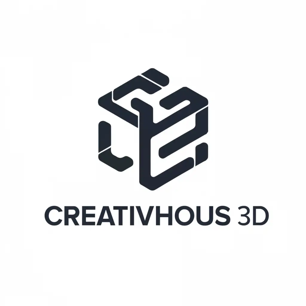 a logo design,with the text "Creative House 3D", main symbol:3D,Minimalistic,clear background