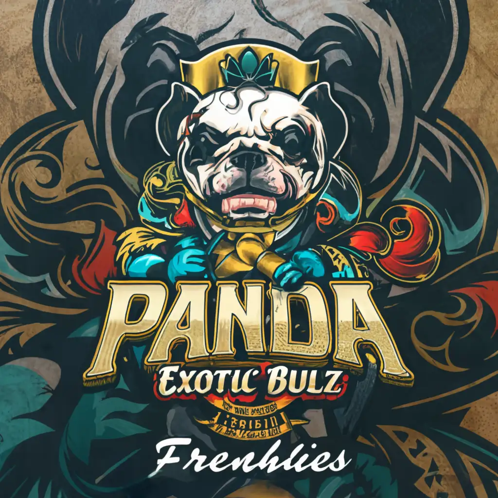 a logo design,with the text 'Panda Exotic Bullz Frenchies', main symbol:Panda,complex,be used in Animals Pets industry,clear background