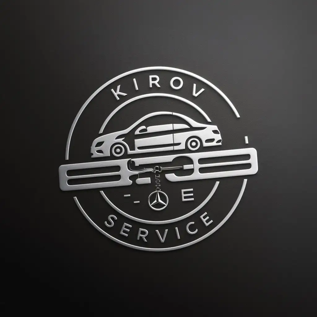 logo, Mercedes boar car, service, key, oil, with the text "Kirov Service", typography, be used in Automotive industry