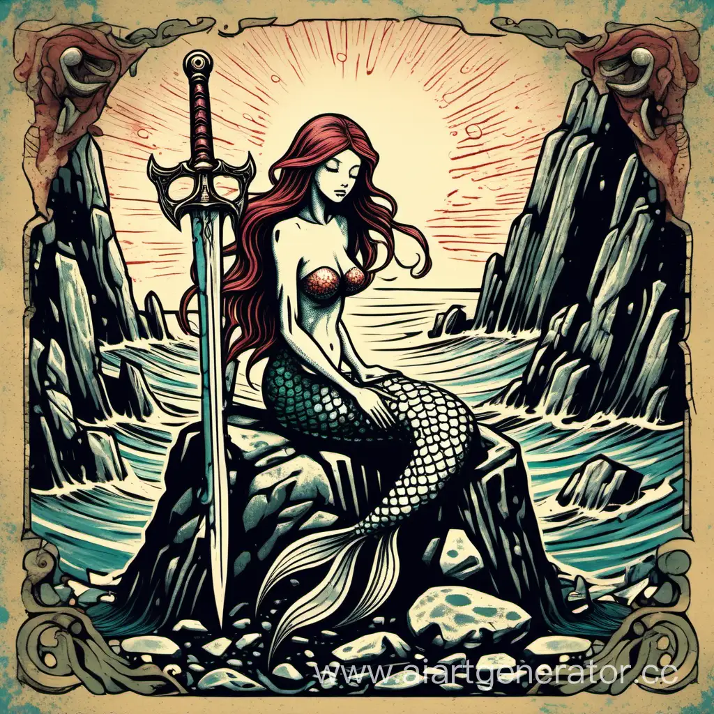 Mermaid-Mourning-Beside-a-Bloodied-Sword