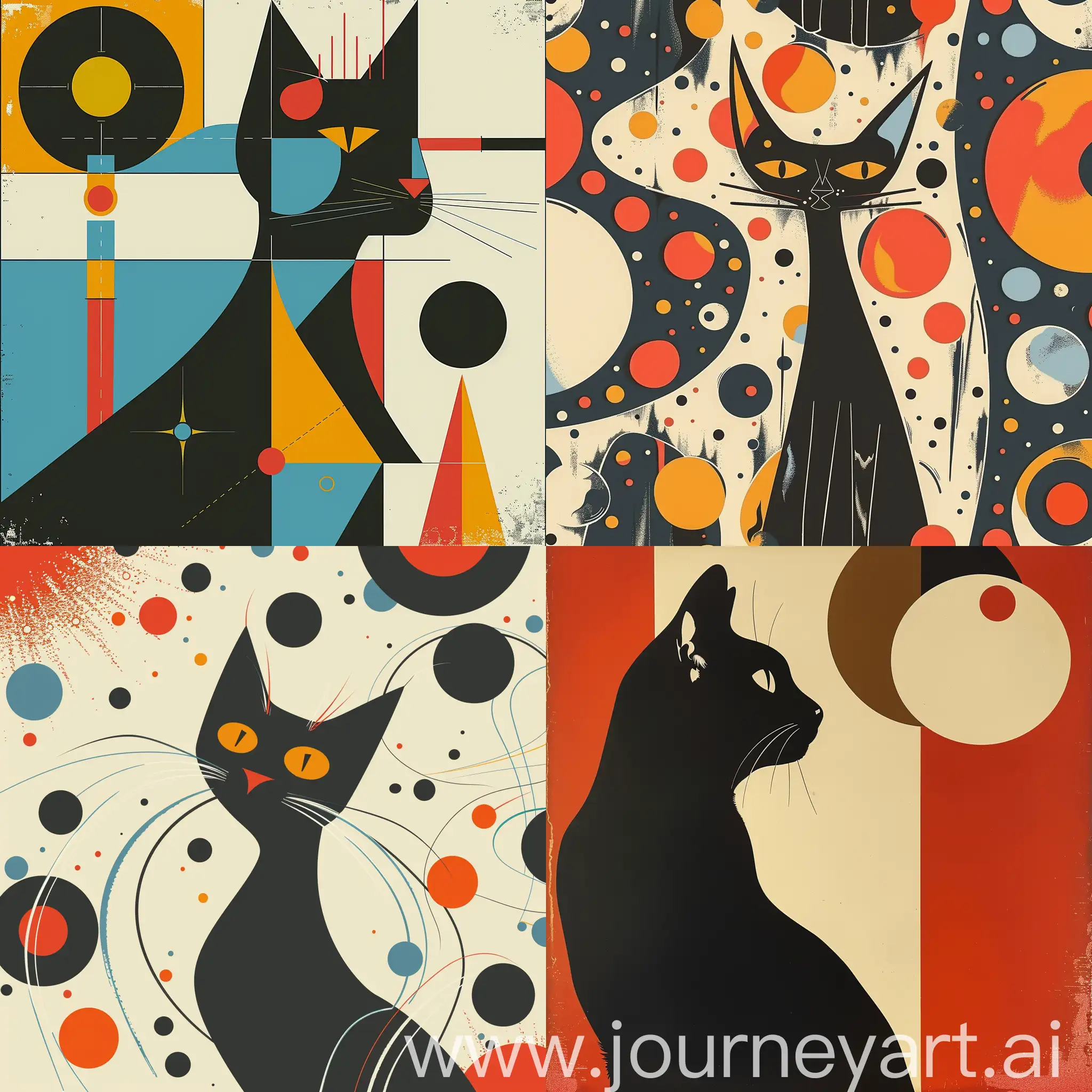 Minimalistic-MidCentury-Space-Cat-Art-with-Tetradic-Coloring