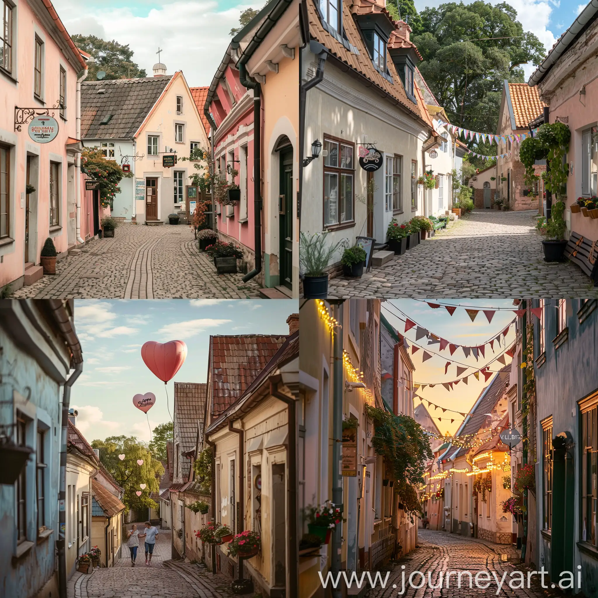 Create a heartwarming birthday image set against the backdrop of Valka, Latvia. Picture a joyful celebration unfolding in the heart of this charming town