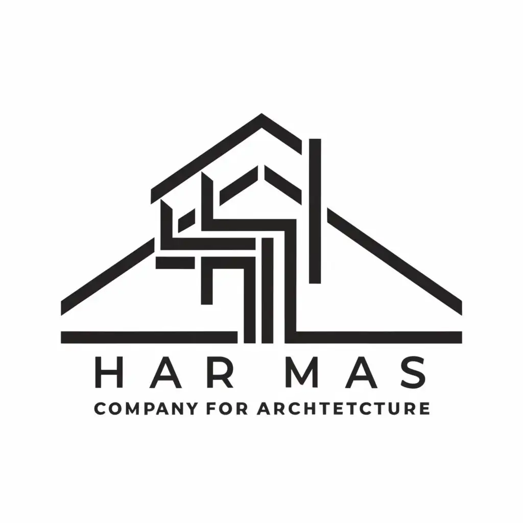 LOGO-Design-For-Harmas-Company-Minimalist-Hm-Letters-in-Grayscale-with-Home-Symbol