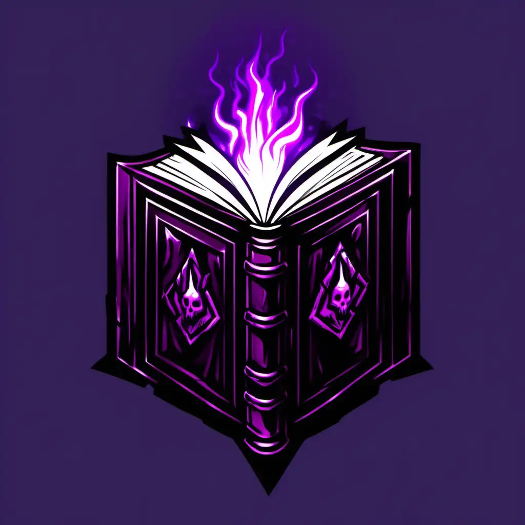 Mystical Tome book evil purple aura; freestanding; colorfull 2d darkest dungeon style;  transparent background, --no background; --no text;  --no shadow;