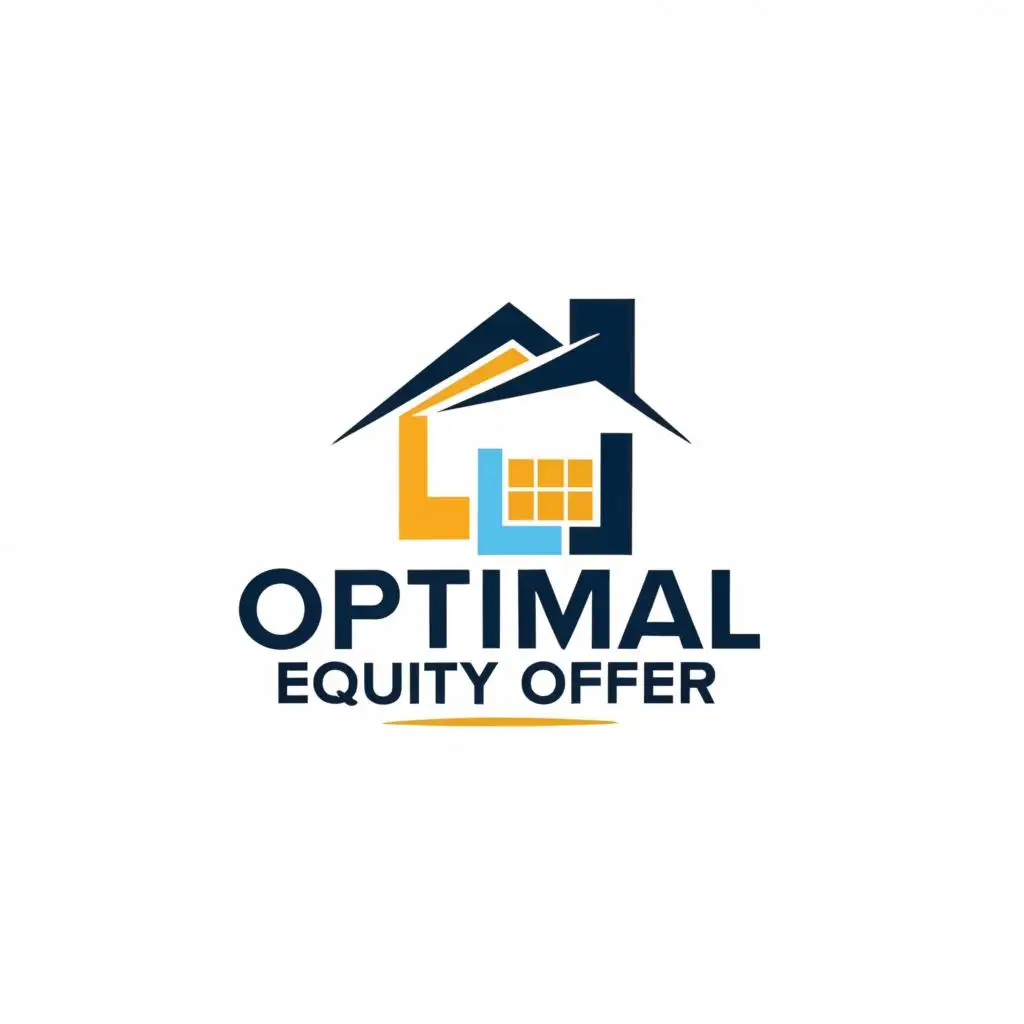 logo, House, with the text "Optimal Equity Offer", typography, be used in Construction industry, using blue, black, and white colors.