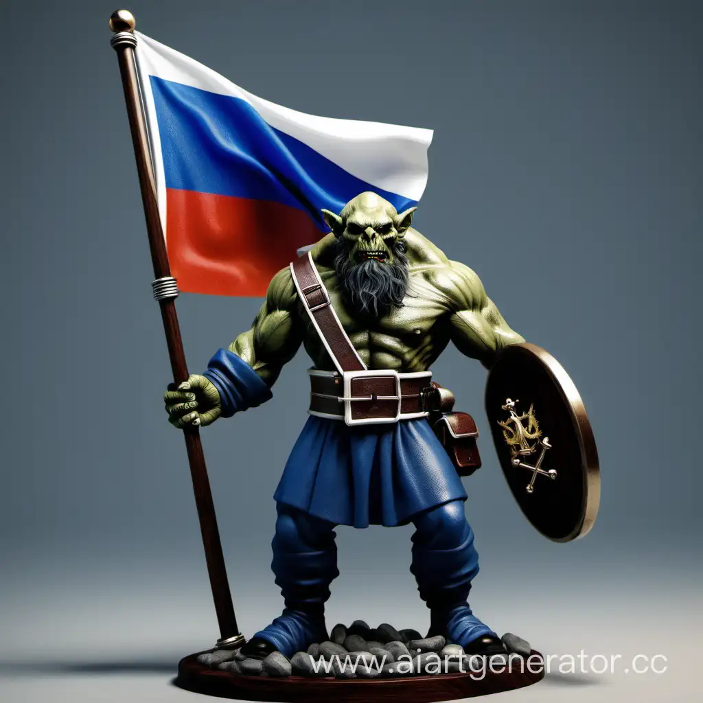 Русский боагородный военный Орк моряк, с Андреевским флагом.
