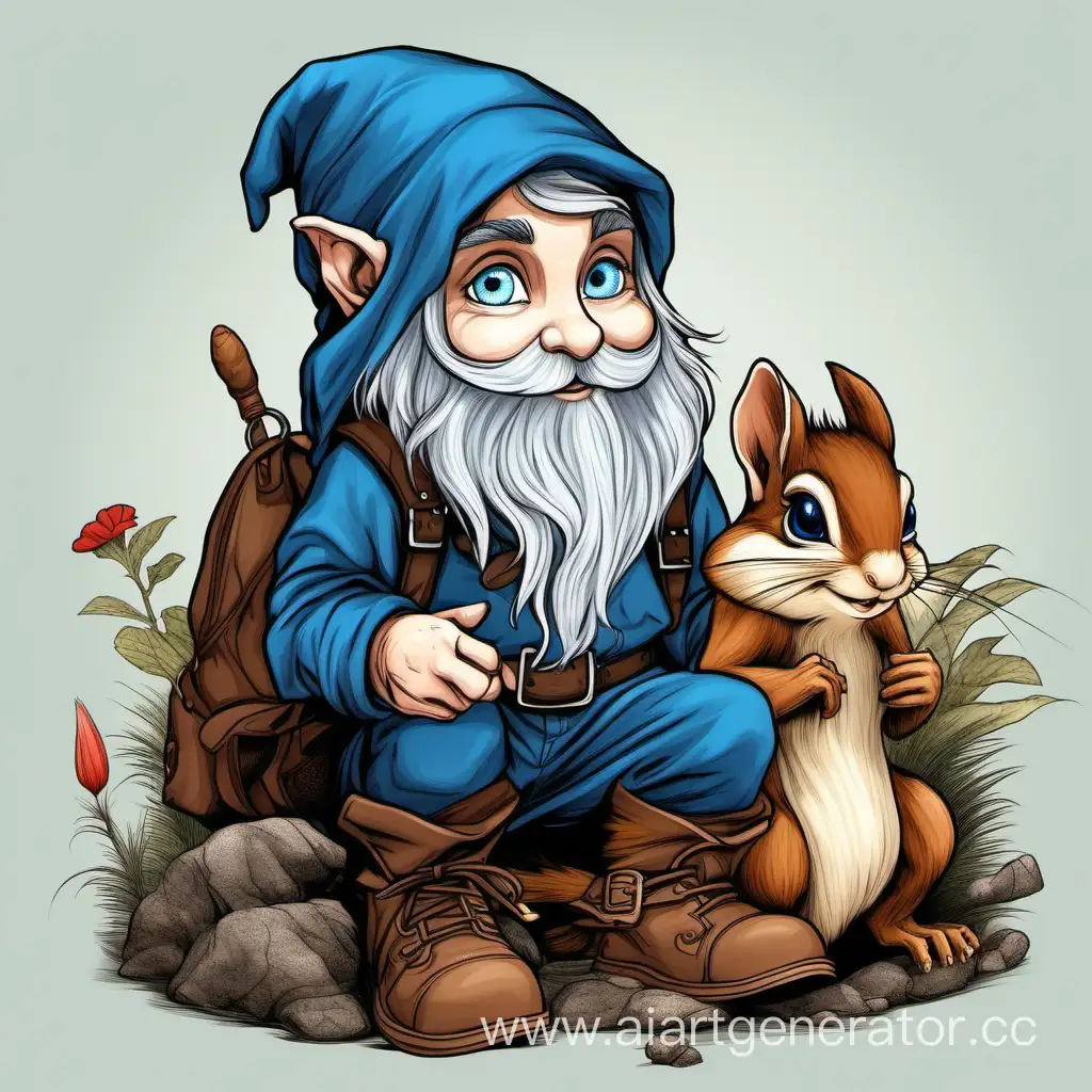 Fantasy-World-Gnome-with-Chipmunk-Companion