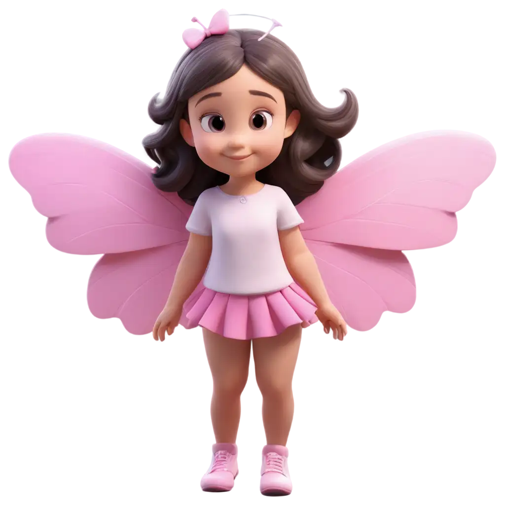 3D Cute Baby Girl With Pink Butterfly Wings