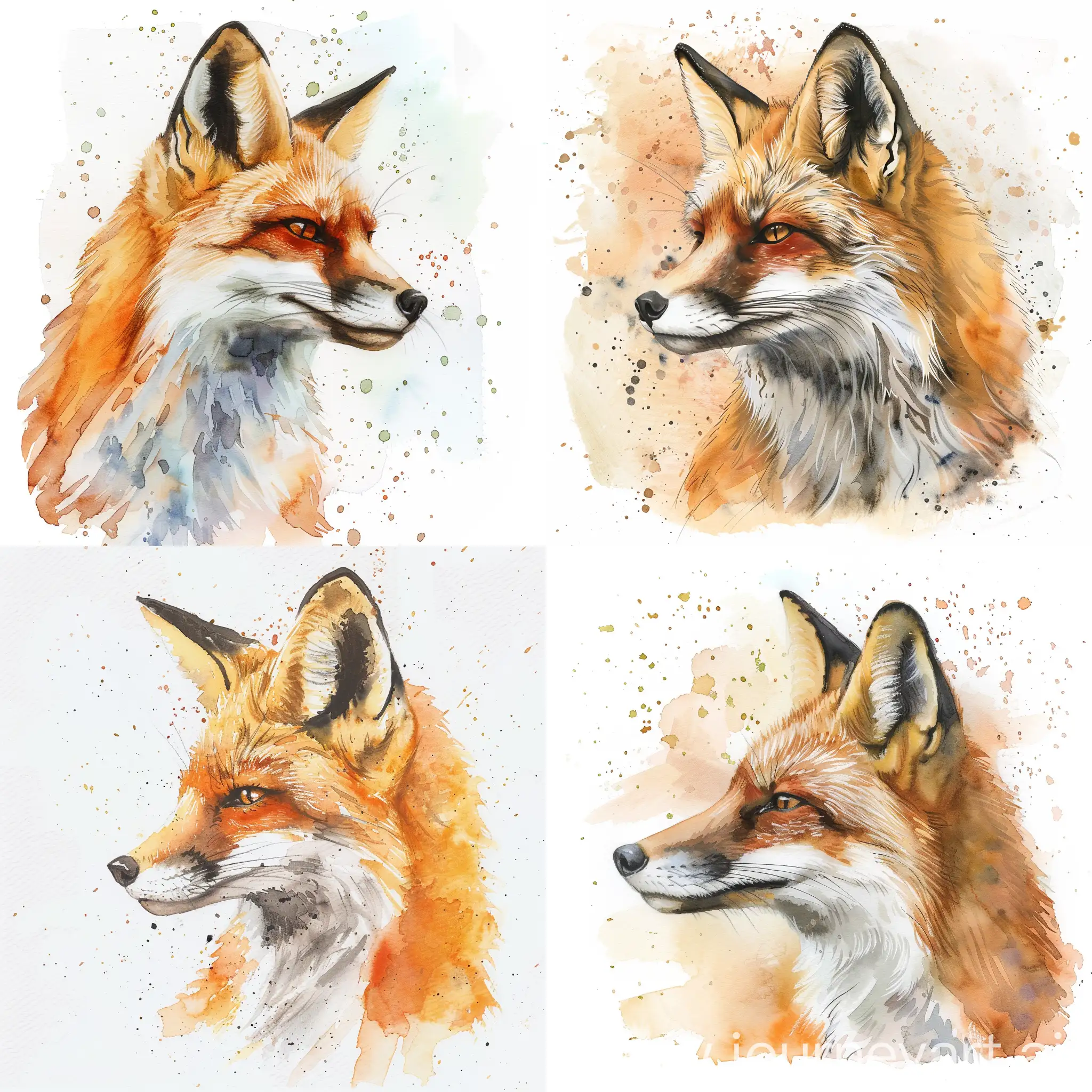 Fox-Watercolor-Profile-Portrait-Painting