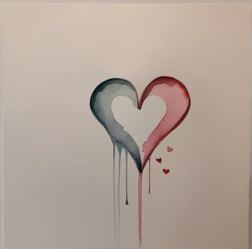 Romantic Red Heart Halves Seeking Union on White Pastel Background