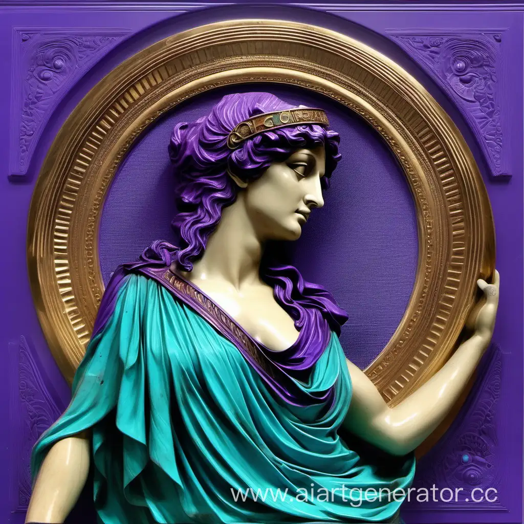Greek muse Calliope in purple and turquoise