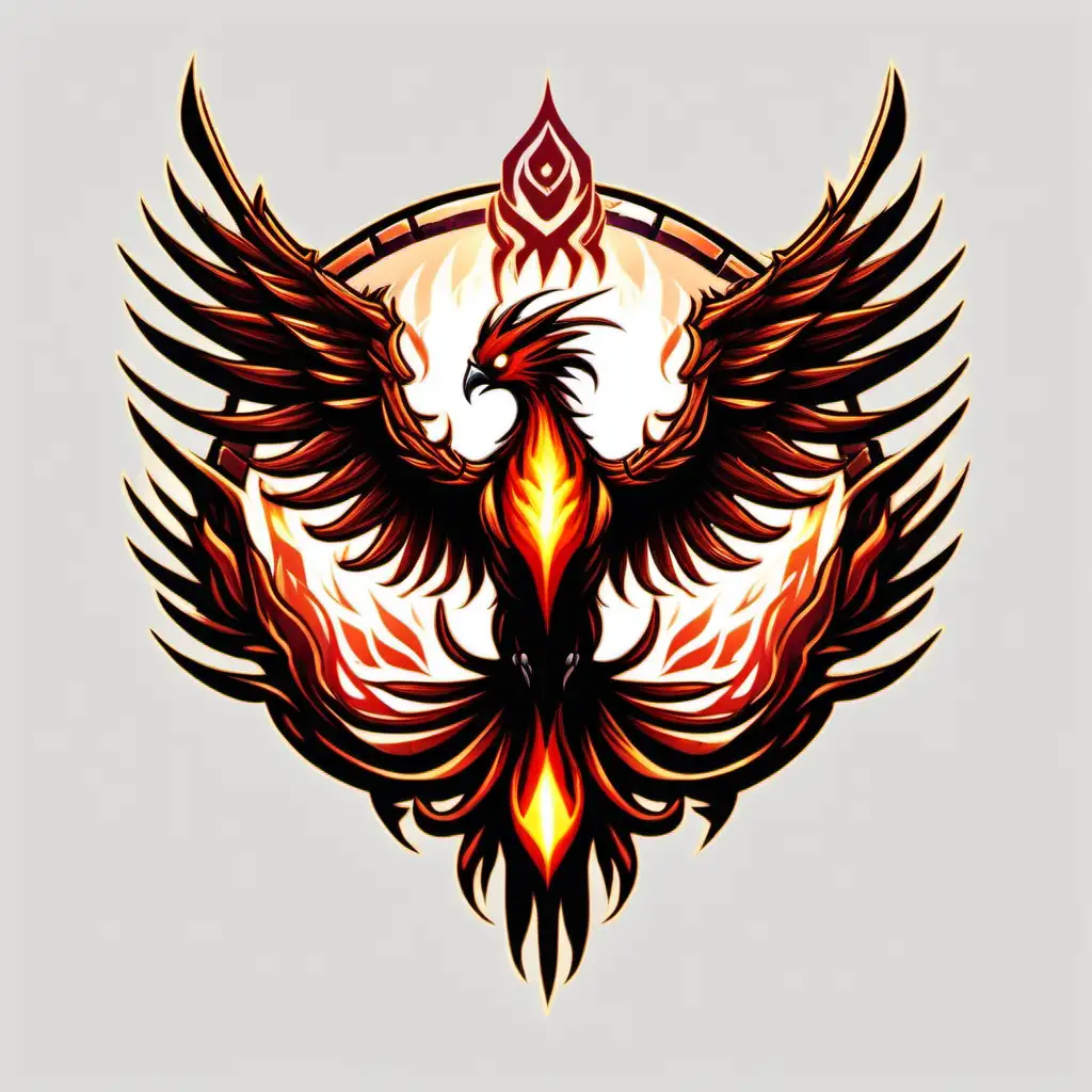 fancy fantasy phoenix dawn icon; colorful 2d darkest dungeon style;  transparent background, --no background elements; --no text;  --no shadow; white background; 