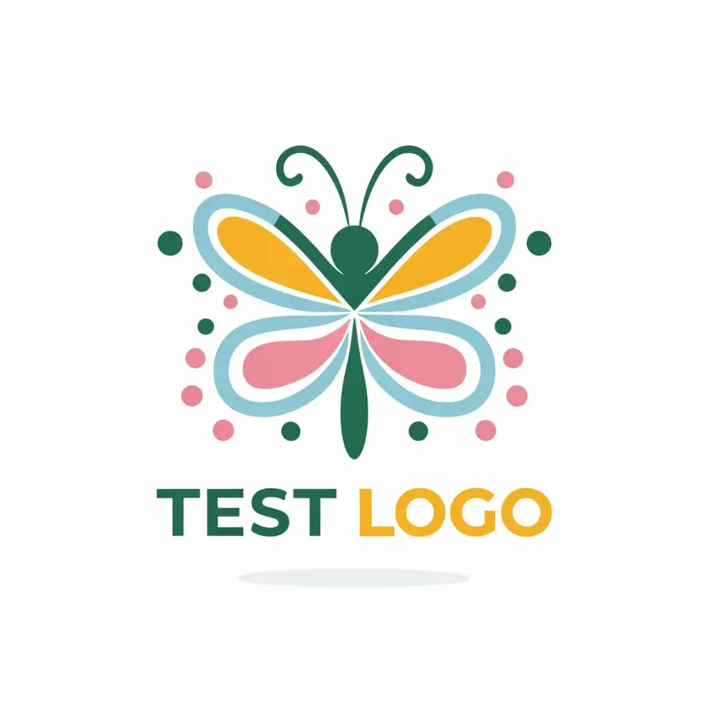 a logo design,with the text "Test Logo", main symbol:butterfly with colorful dots around in pastel colors,Moderate,be used in Beauty Spa industry,clear background