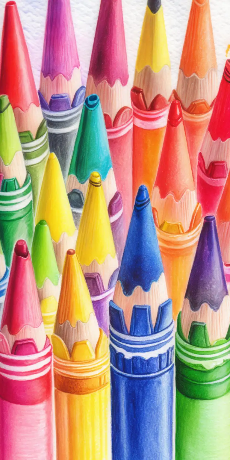 Vibrant Watercolor Background with Bright Crayons