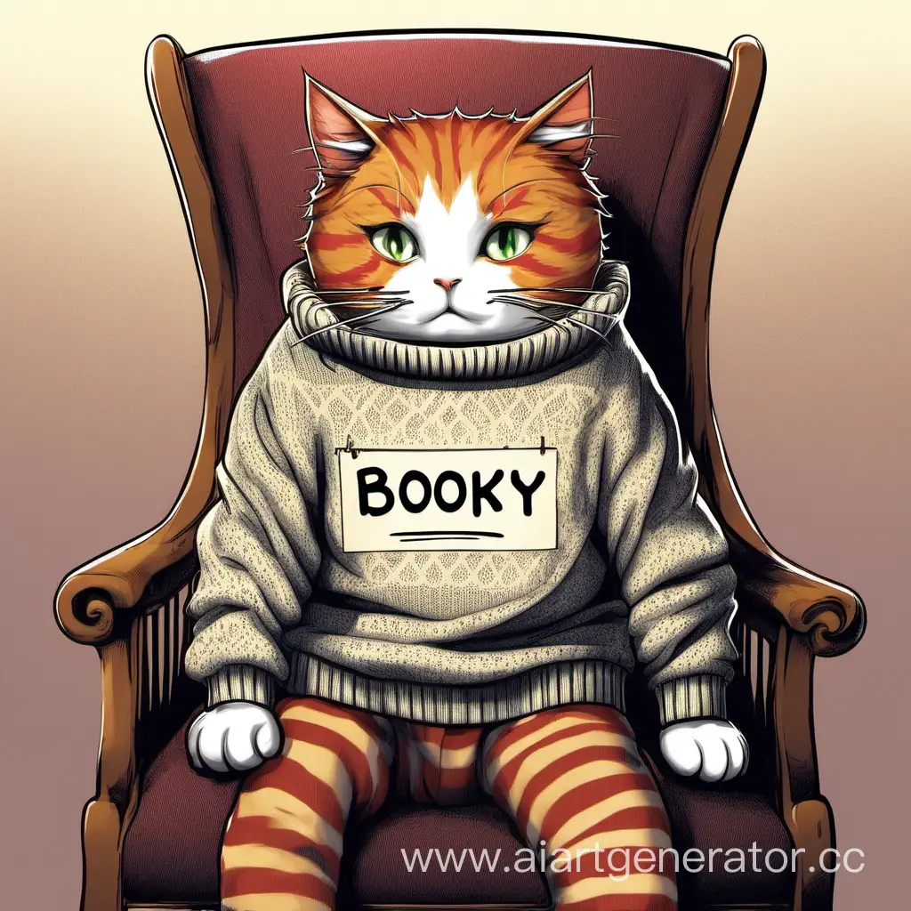 Adorable-Cat-Relaxing-on-Chair-in-Booky-Sweater