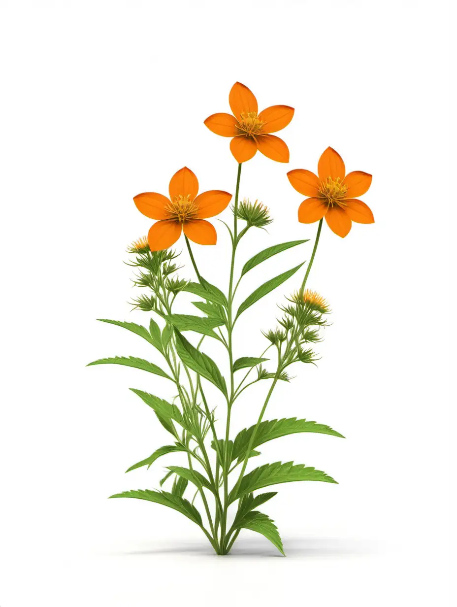 Elegant-Cluster-of-3-Dar-Orange-Wildflower-Plants-HighQuality-4K-Botanical-Lines-Art
