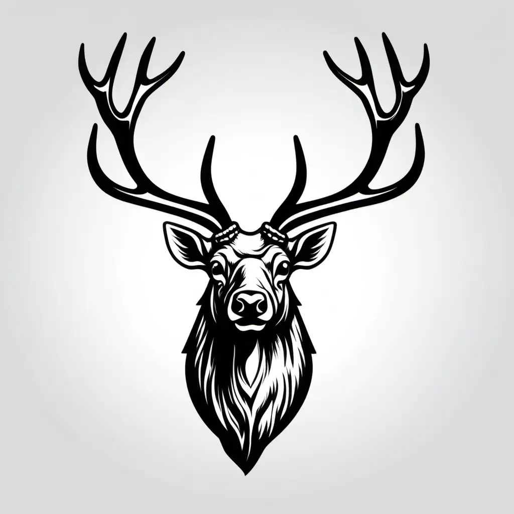 elk head clipart, black and white, vector