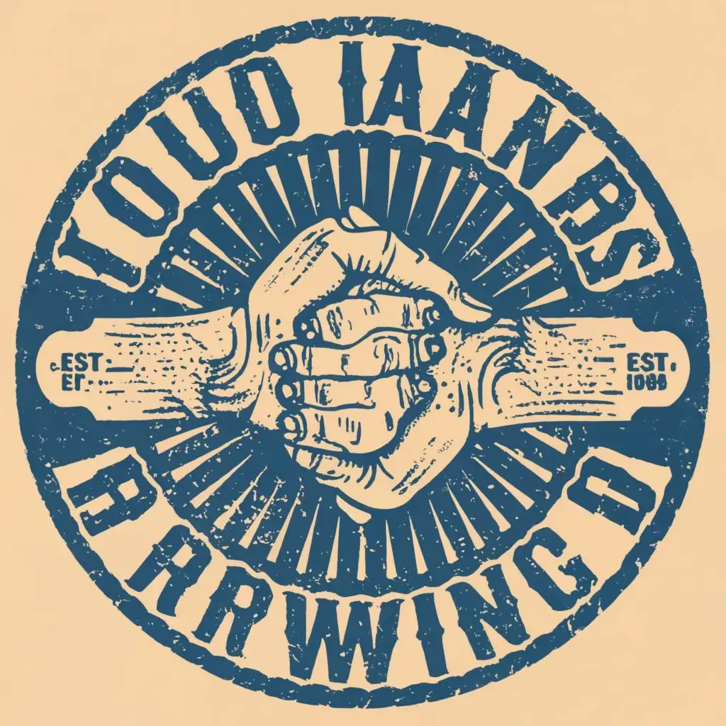 logo, pinched fingers, with the text "Loud Hands Brewing", typography