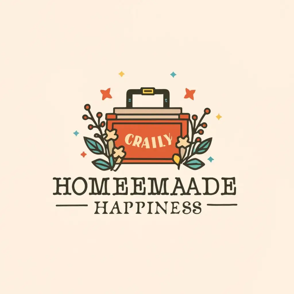 LOGO-Design-For-Homemade-Happiness-Cheerful-Lunch-Box-Emblem-on-Clean-Background