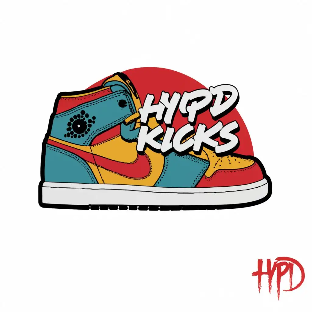 logo, SNEAKER, with the text "HYPD KICKS", typography