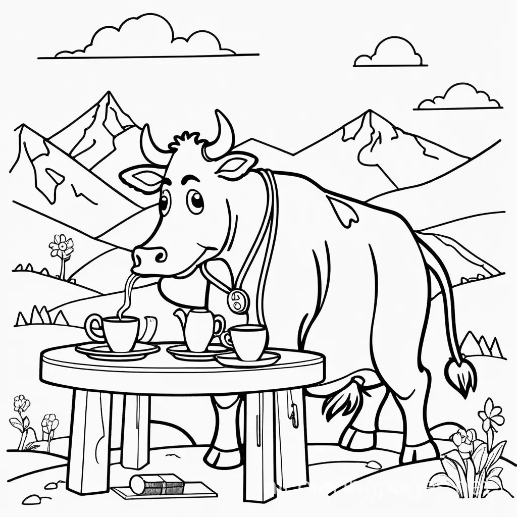 MountainTop-Cow-Tea-Party-Coloring-Page